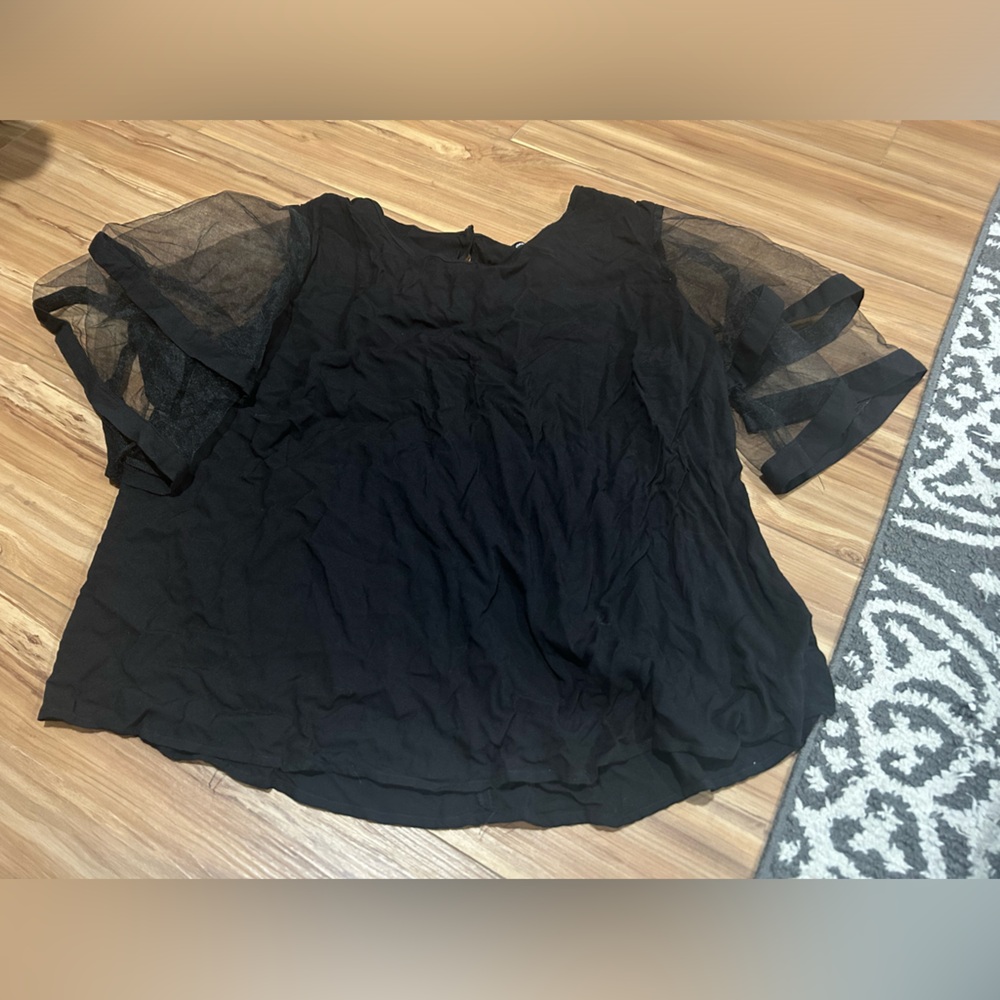 Unique Spectrum Black Sheer Sleeve Plus Size 3X Top